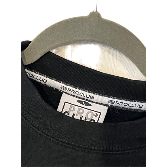 Pro Club Heavy Duty Black Crewneck Sweatshirt Mens L - Picture 3 of 3